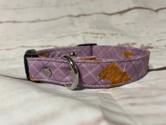 Dog Collar  - Purple Highland Coo design