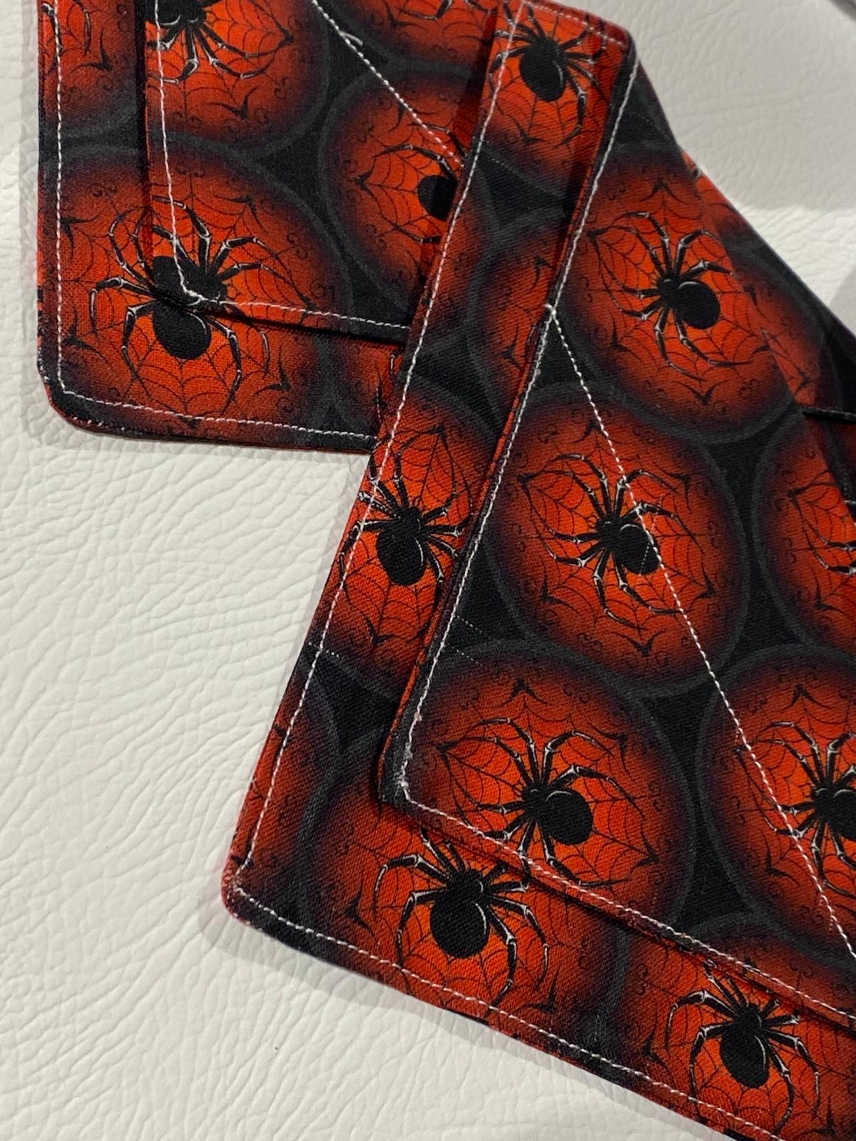 Spider pattern fabric on the collar bandanas for dogs and cats.  Halloween theme