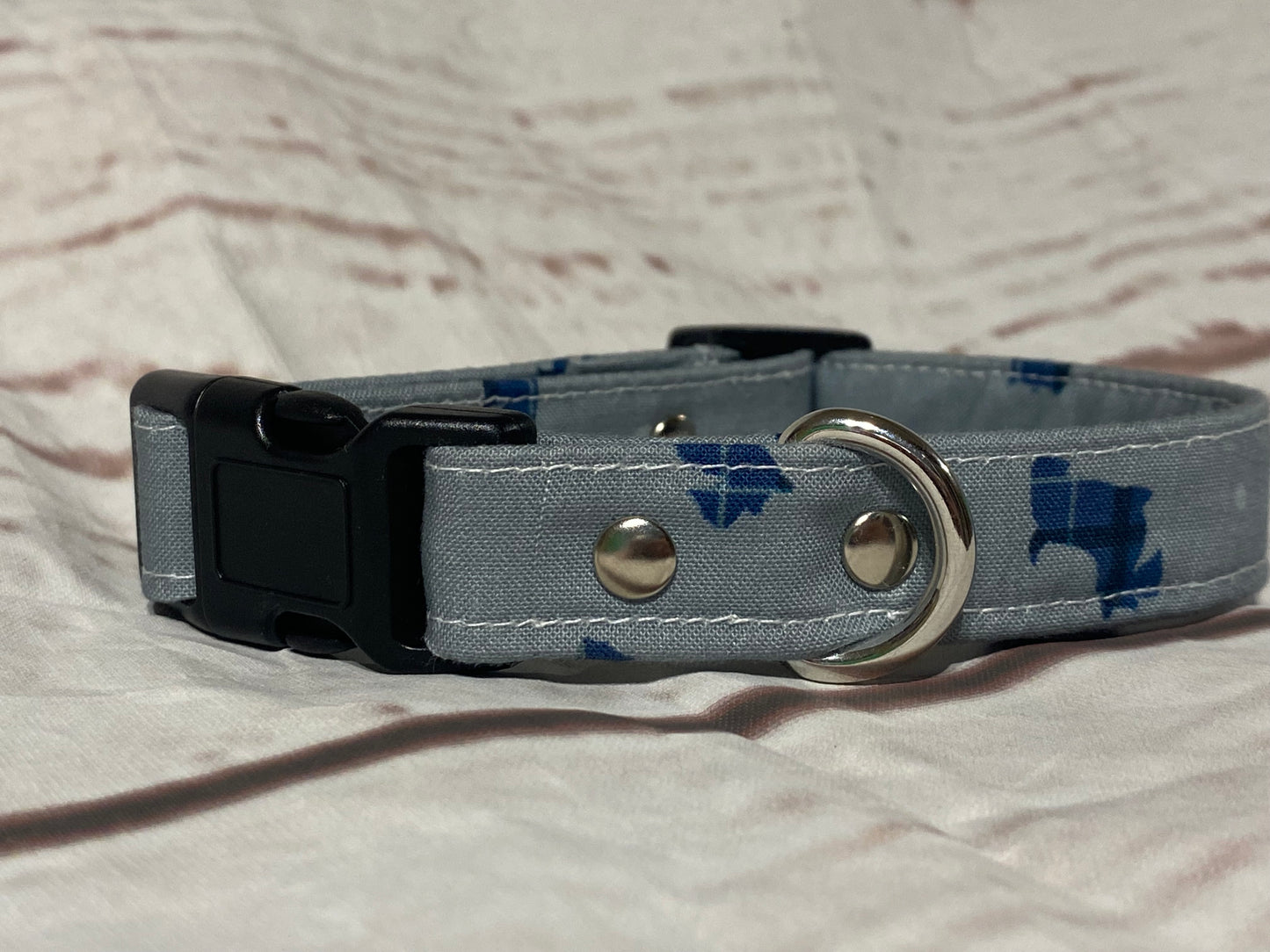 Dog Collar  - Blue Scottie Dog tartan /Plaid design