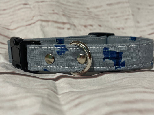 Dog Collar  - Blue Scottie Dog tartan /Plaid design